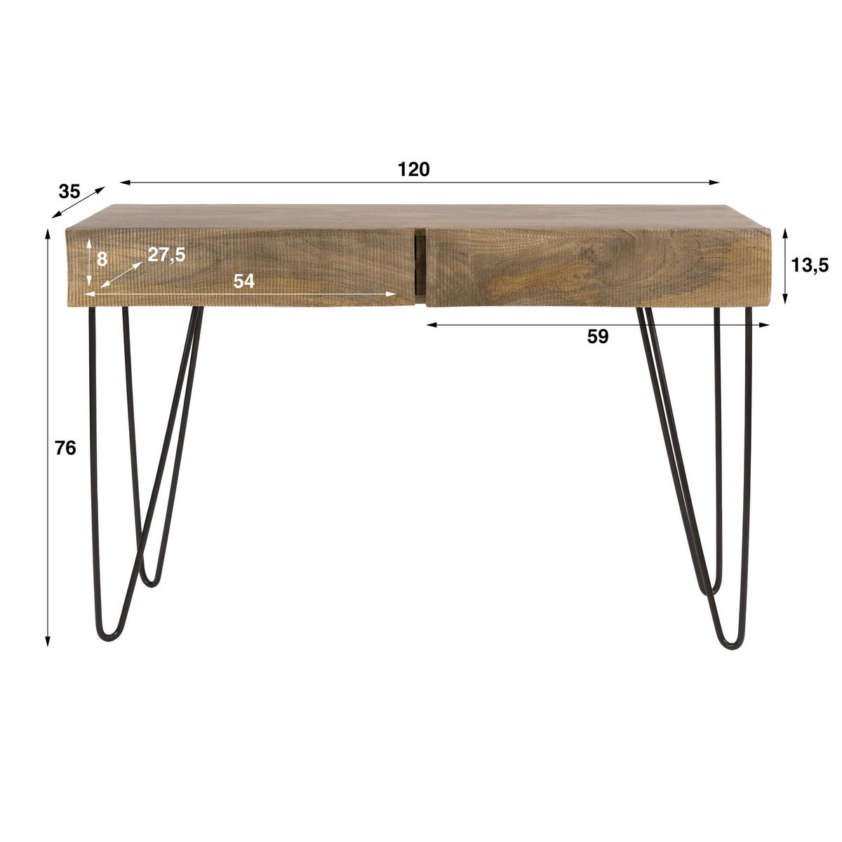 SCHMINKTISCH Ocean Beige 35/120/76 cm - Beige, Holz (35/120/76cm) - Hoyz Collection