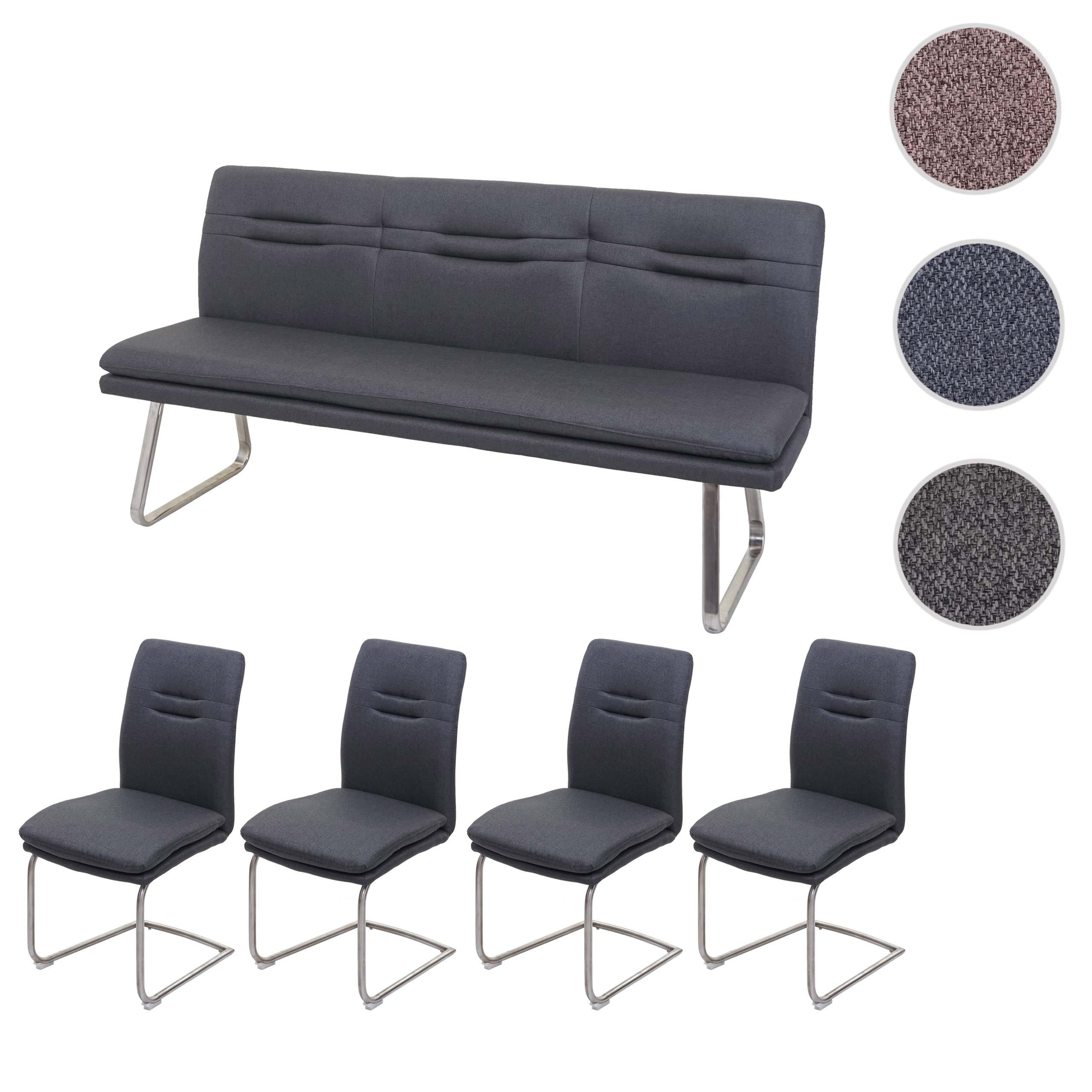 ESSZIMMER-SET Anthrazit 5er-Set - Blaugrau, Textil (180/92/58cm) - MCW