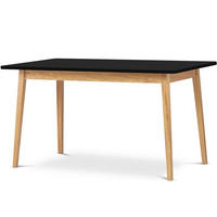 AUSZIEHBARER-ESSTISCH FRISK Skandinavischer Stil, schwarz - Eichefarben/Schwarz, Eichenholz/Holzwerkstoff (80/140/75cm) - KONSIMO®