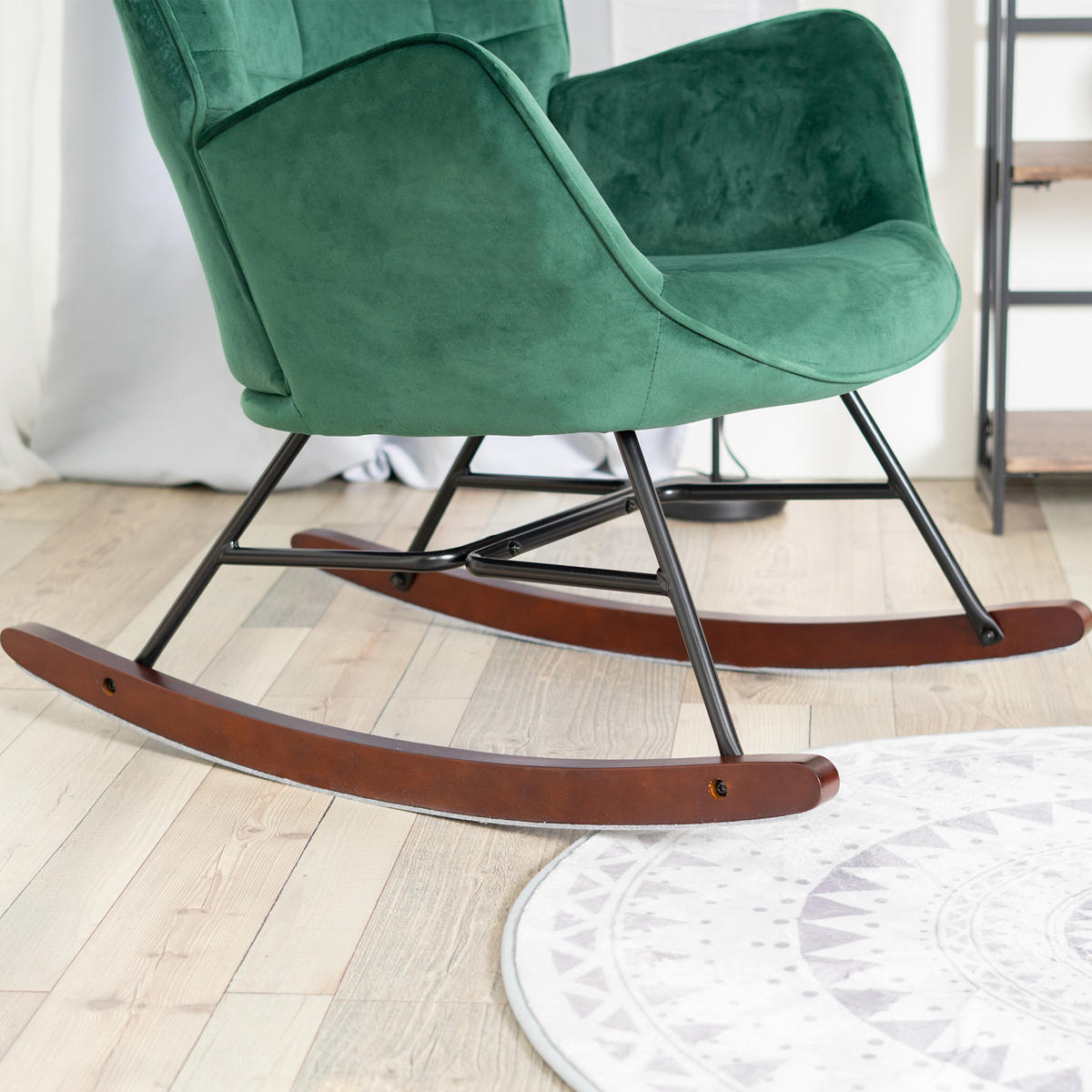 SCHAUKELSTUHL Massivholz, Grün - Grün, Holz/Textil (66/97/84cm) - Meubles Cosy