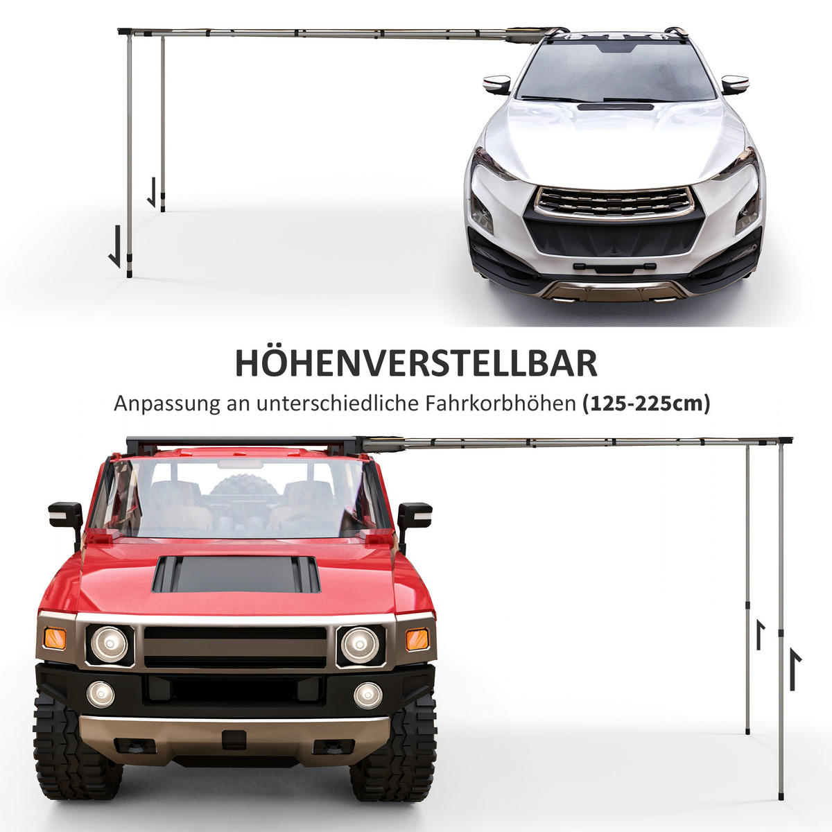SONNENSEGEL für Wohnwagen aus Oxford und Aluminium Khaki - Beige, Textil (250/160cm) - Outsunny