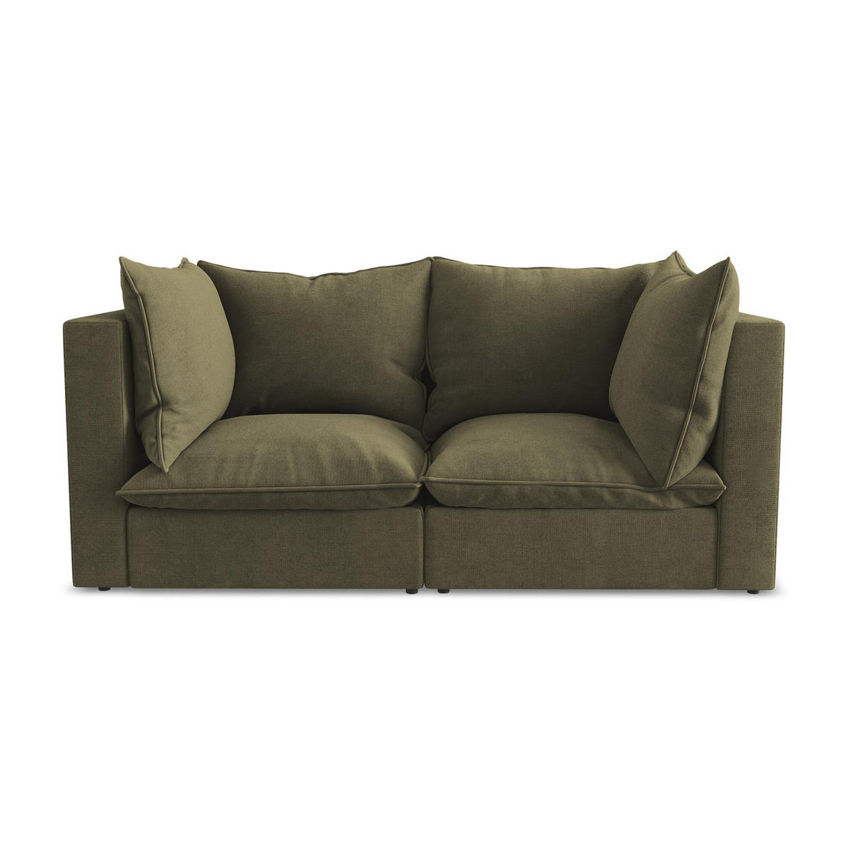 2-SITZER SOFA Strukturstoff Grün - Schwarz/Olivgrün, Holzwerkstoff/Kunststoff (180/77/90cm) - LaMiaSofa