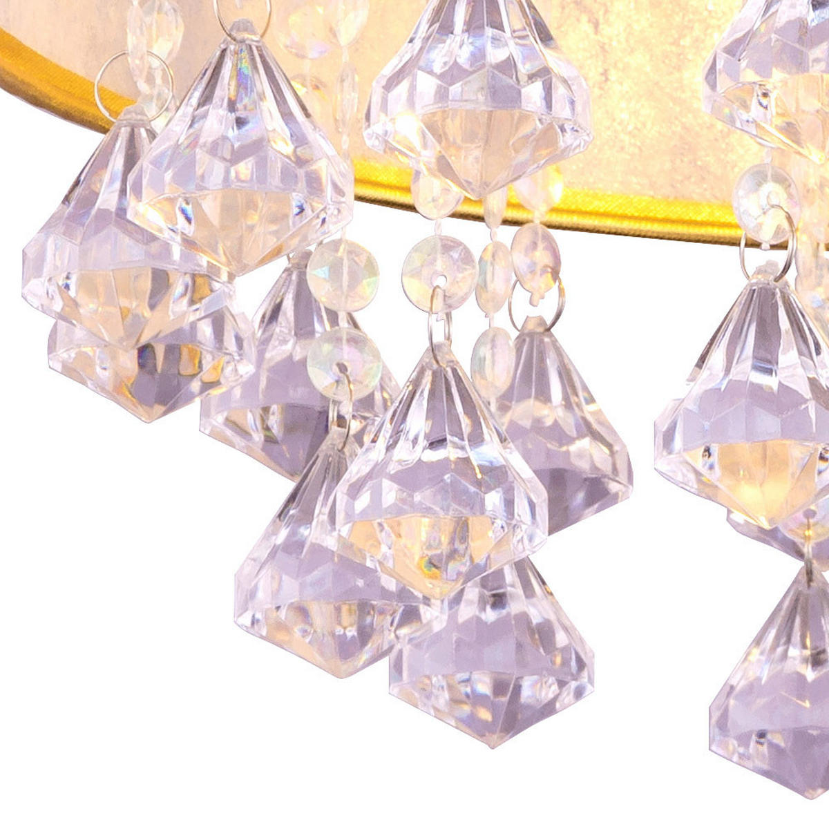 DECKENLEUCHTE Metall Textil Blattgold Kristalle - Goldfarben, Metall (30/30/31cm) - Globo Lighting