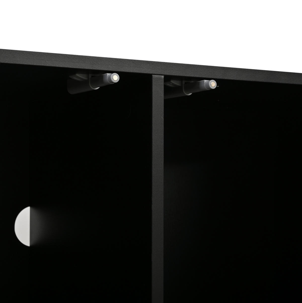 TV STOLEK přírodní barva se 4 dvířky, vakuově tvarovaný design, pro TV do 80", 180 × 40 × 50 cm - přírodní/černá, kov/sklo (180/50/40cm) - STILVORA