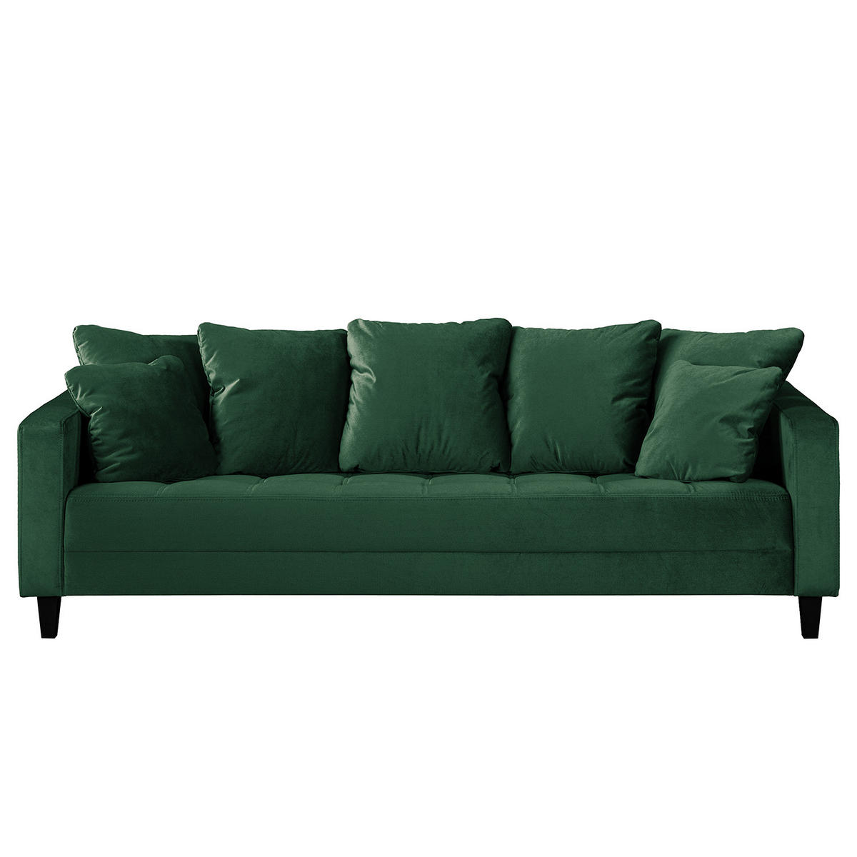 3-SITZER SOFA - Samt - Dunkelgrün, Textil (228/85/90cm) - home24