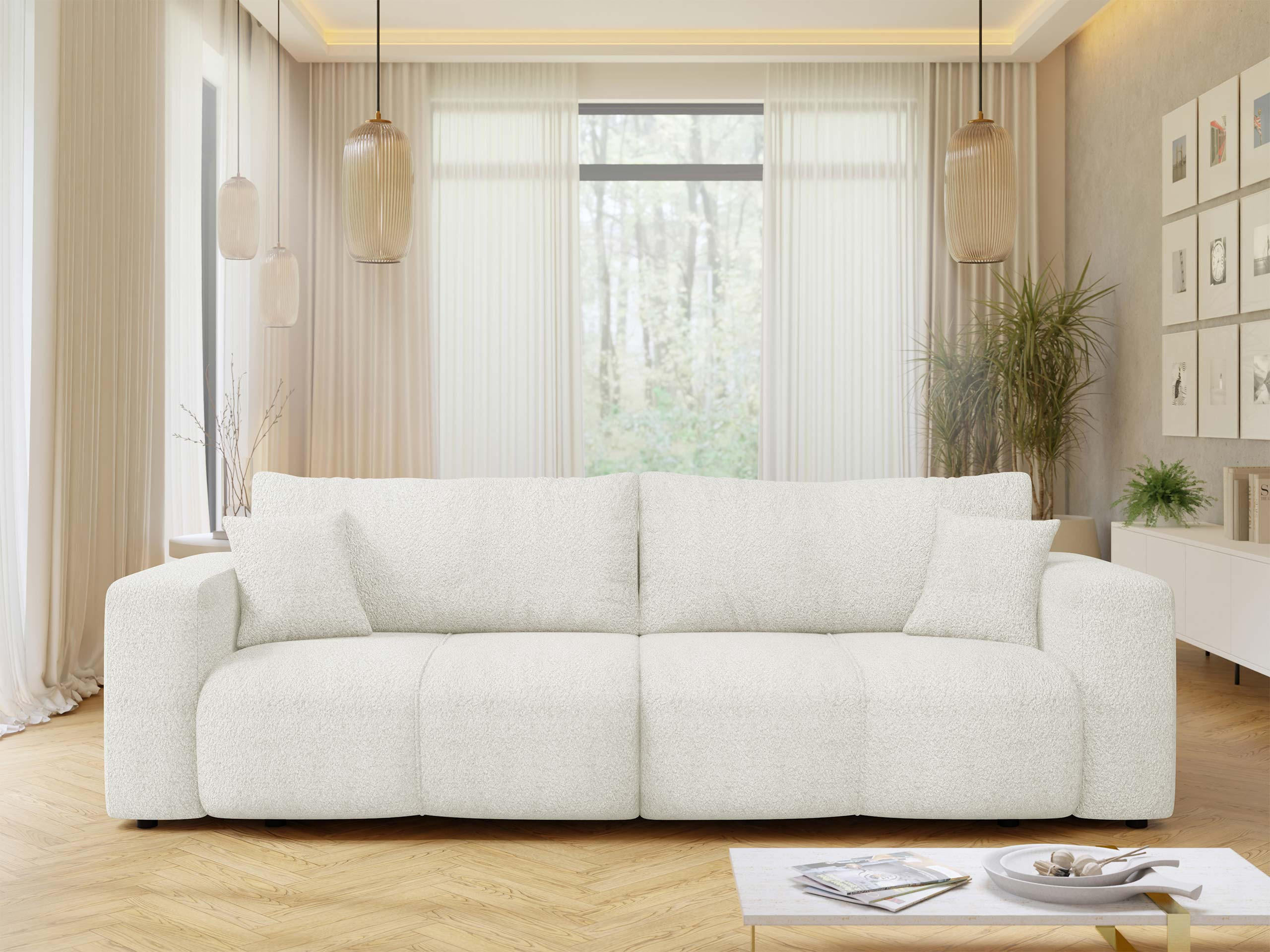 SCHLAFSOFA Furyn Boucle - Creme/Schwarz, Holzwerkstoff/Kunststoff (248/82/92cm) - MIRJAN24