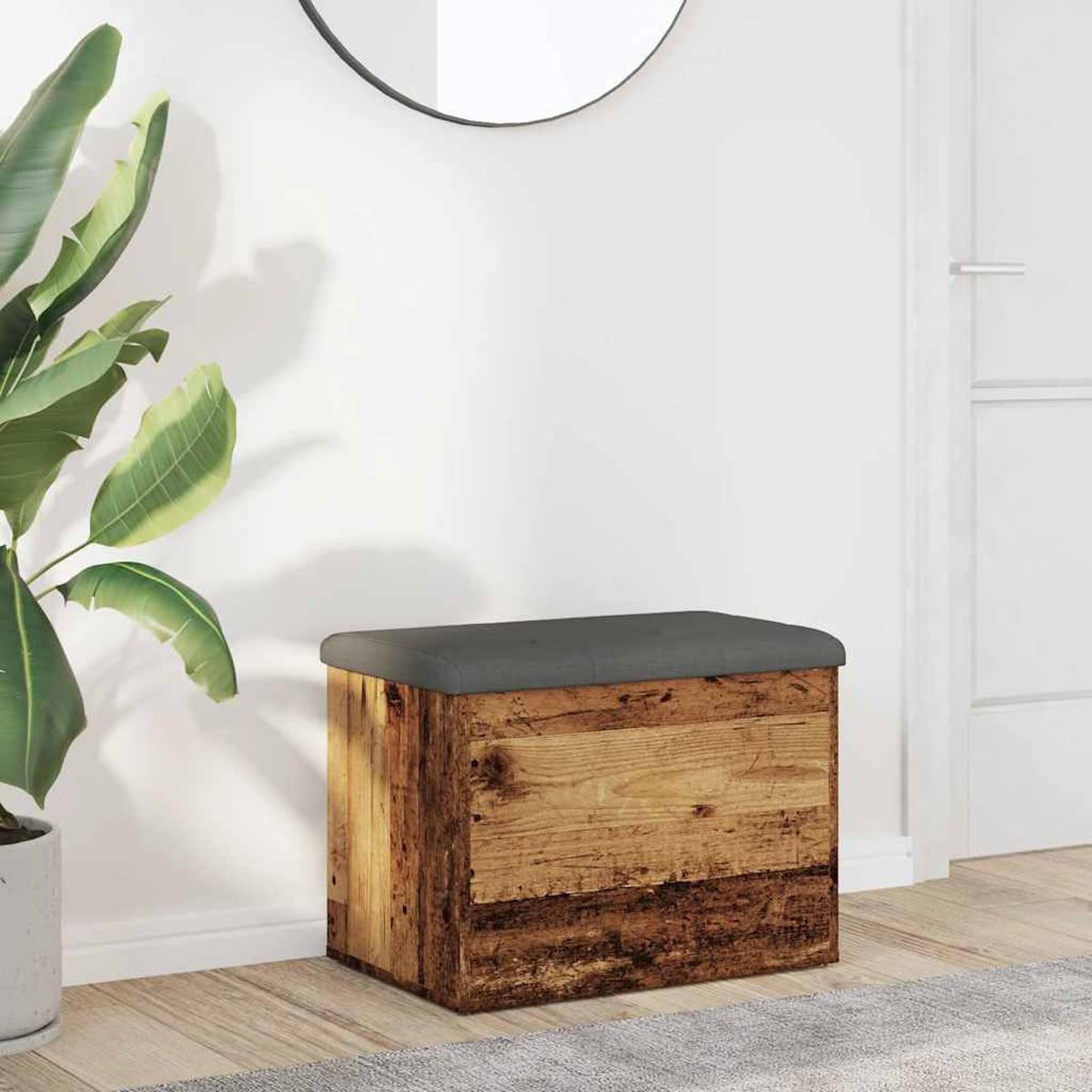 SITZBANK Mit Stauraum Altholz-Optik 62/42/45 Cm Holzwerkstoff - Dunkelbraun, Holzwerkstoff (42/45/62cm) - vidaXL