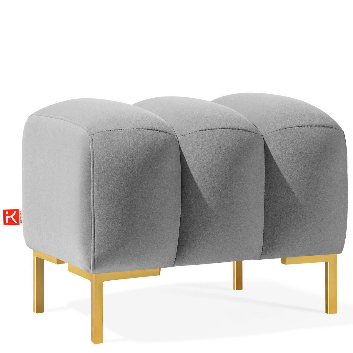 SITZHOCKER Polsterhocker PECCO, Veloursstoff - Goldfarben/Hellgrau, Holz/Textil (60/50/50cm) - KONSIMO®