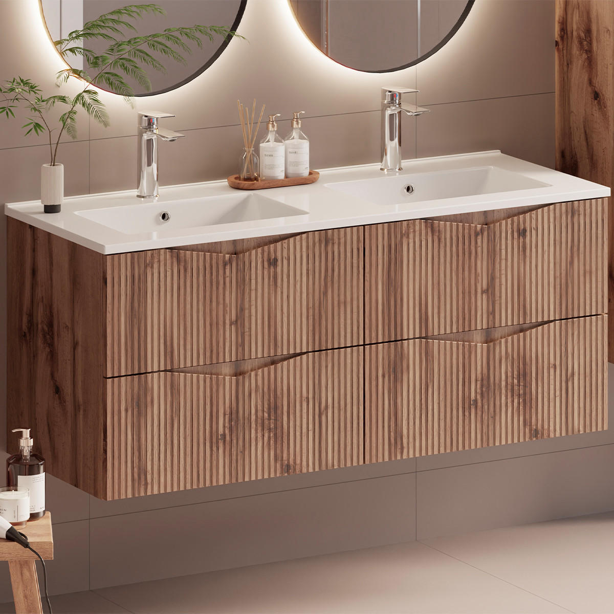 DOPPELWASCHTISCH 120cm Tao Holz - Braun, Holzwerkstoff (120/50/45.8cm) - Petits-meubles