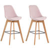 BARHOCKER 2er Set Samt pink - Pink/Eukalyptusholzfarben, Holz/Textil (48/112/56cm) - CLP