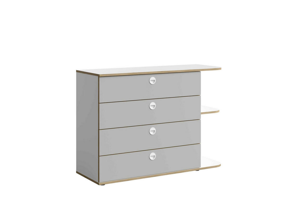 KOMMODE AMARIS 116/81,7/42cm mit 4 Schubladen Türen Grau - Weiß/Grau, Holzwerkstoff (116/81.7/42cm) - MASSENO