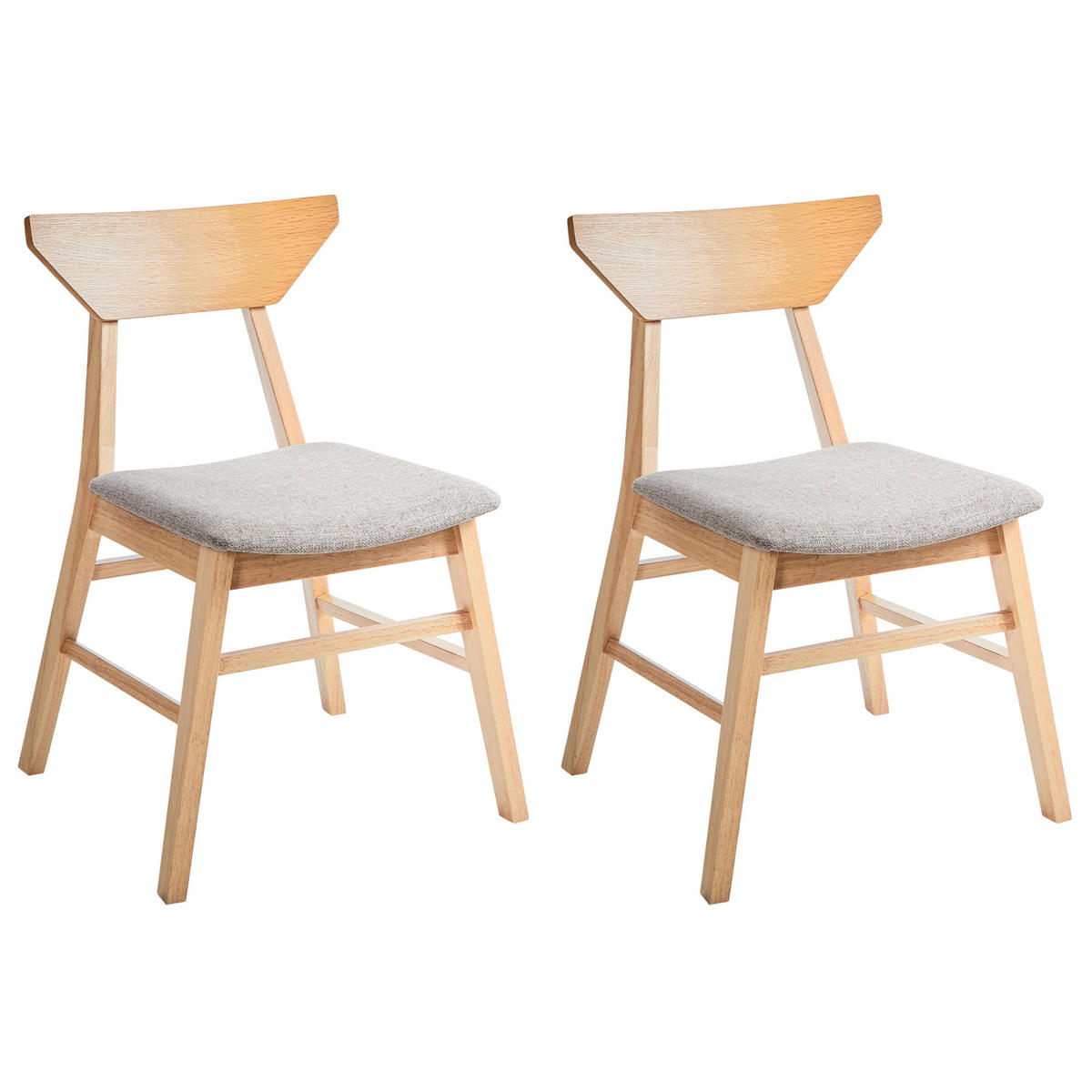 ESSZIMMERSTUHL 2er-Set Hellbraun Hopkins - Hellbraun/Beige, Holz (54/79/57cm) - Beliani