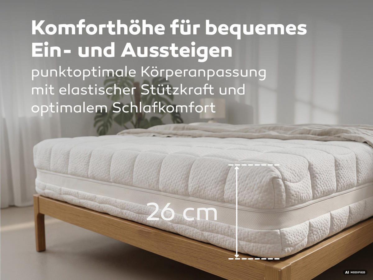KALTSCHAUMMATRATZE Mammut, ideal für Seitenschläfer, Größe: 200x200, Härtegrad: H5 - Weiß, Textil (200/200cm) - Betten-ABC