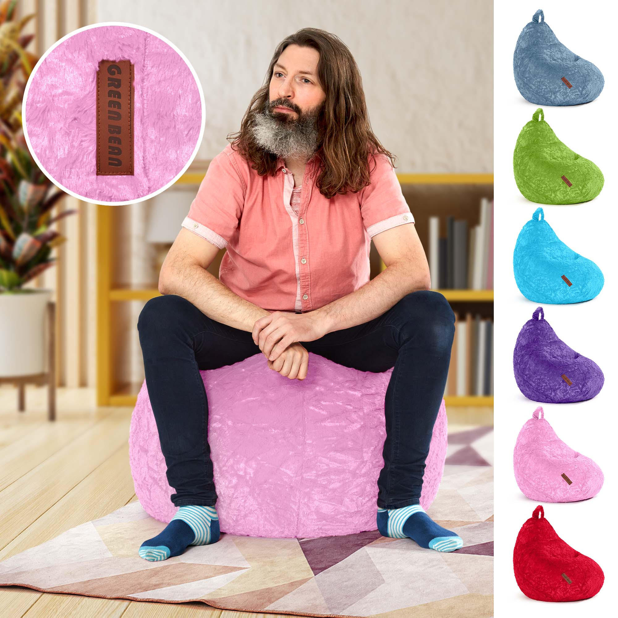 SITZSACK "Plüsch" 60x45x45cm - 120L - Rosa, Textil (45/60/45cm) - Green Bean