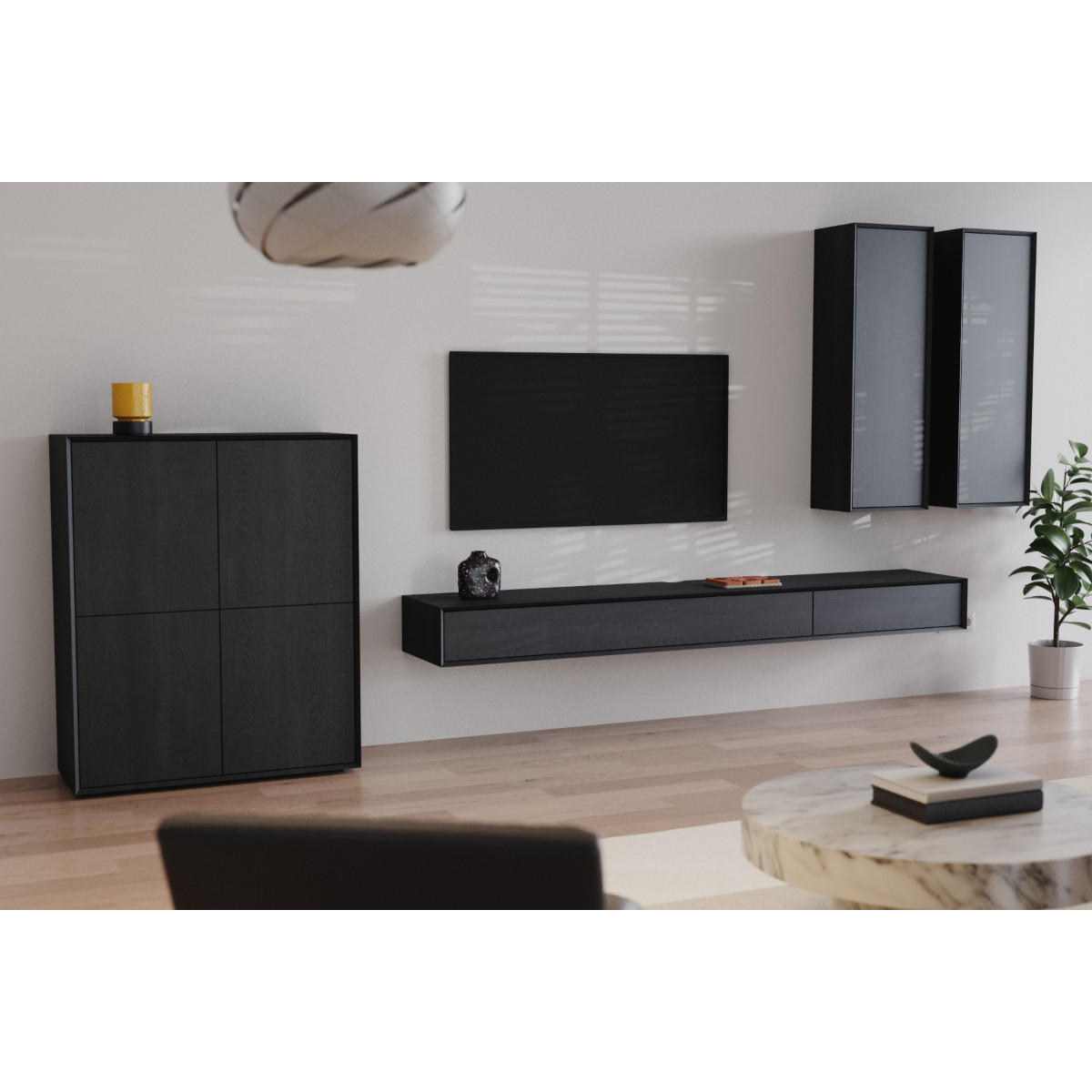 SIDEBOARD mit 2 Abattants 43/240/22 cm - Eichefarben, Holzwerkstoff (240/22/43cm) - Calicosy