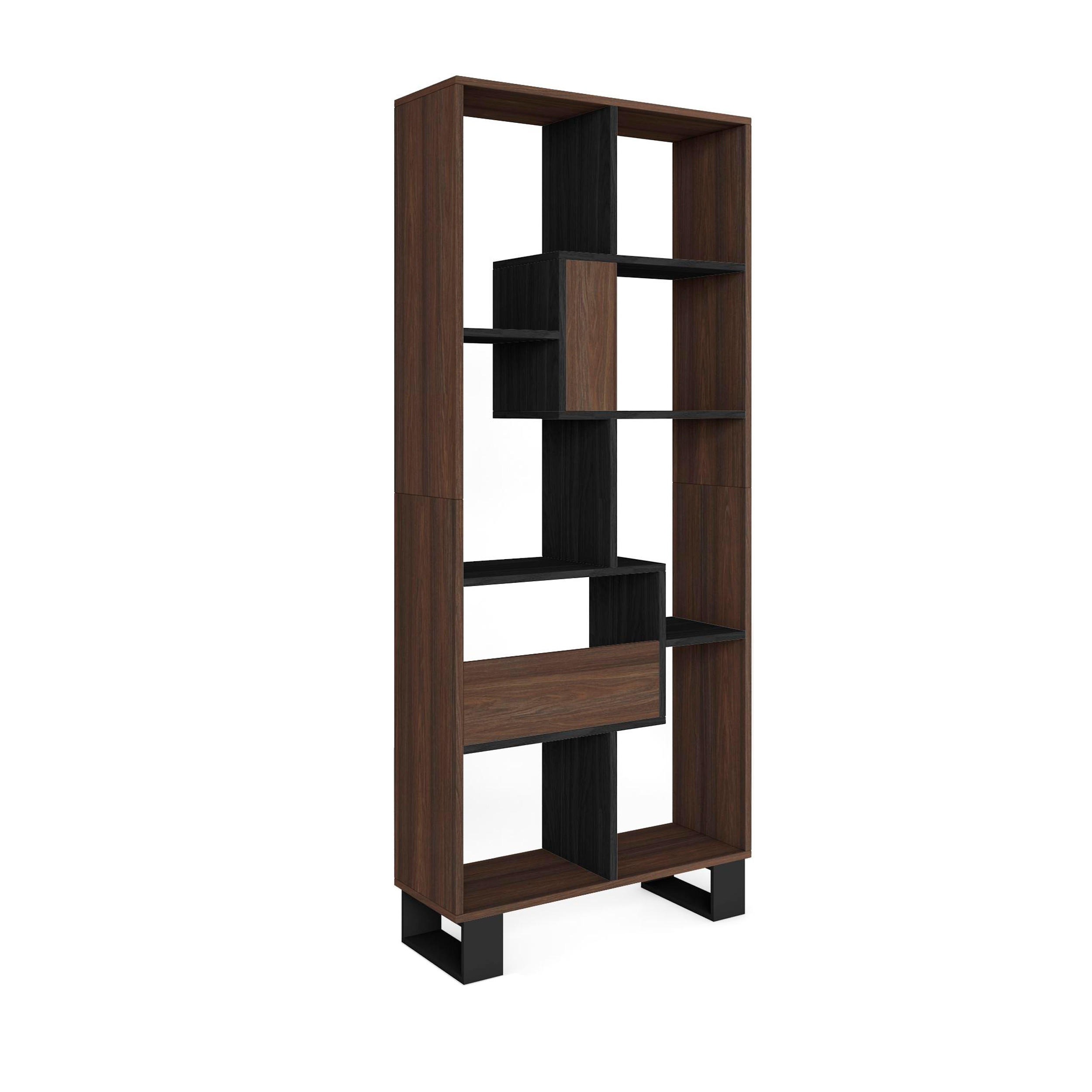Skraut Home Regal Dunkelbraun, Schwarz 67x174x31 cm