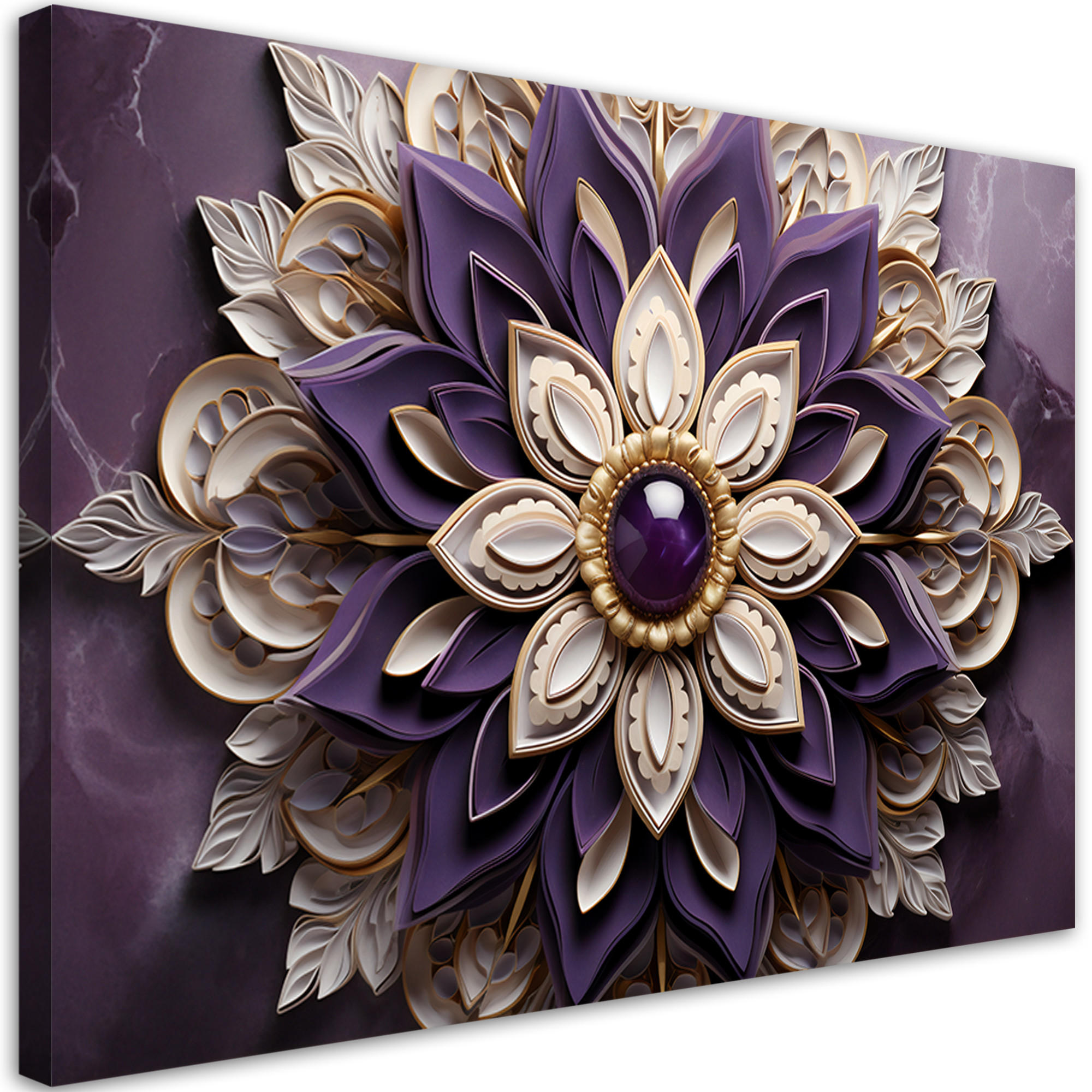 WANDBILD blume abstrakt diamant 3d - Lila, Textil (60/40cm) - Feeby