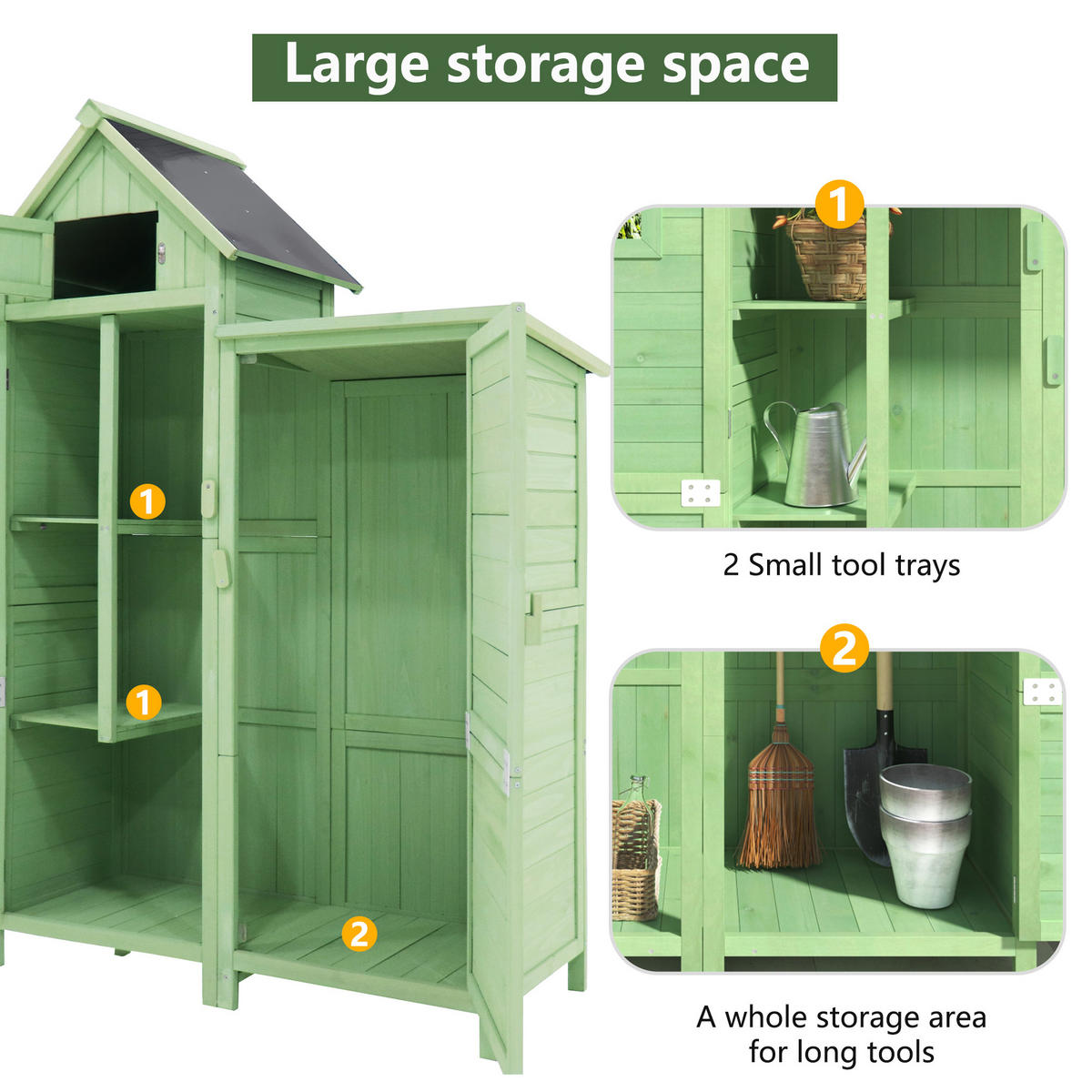 GERÄTESCHRANK Massives Holz Grün/PVC-Dach - Grün, Holz (54/173/118cm) - ComfortXL