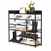 SCHUHREGAL 6 Etagen Metall Schwarz 100/29/100 cm - Schwarz, Metall (100/100/30cm) - DanDiBo