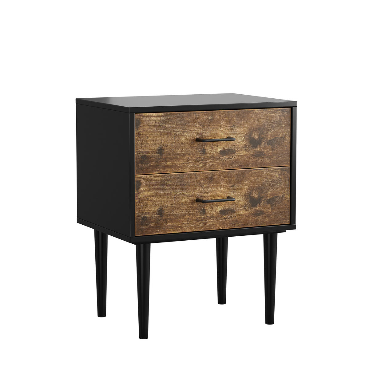 NACHTTISCH 51/38/66 cm in Antikbraun mit 2 Schubladen im Retro-Stil - Braun, Holzwerkstoff (38/66/51cm) - Flora Grace