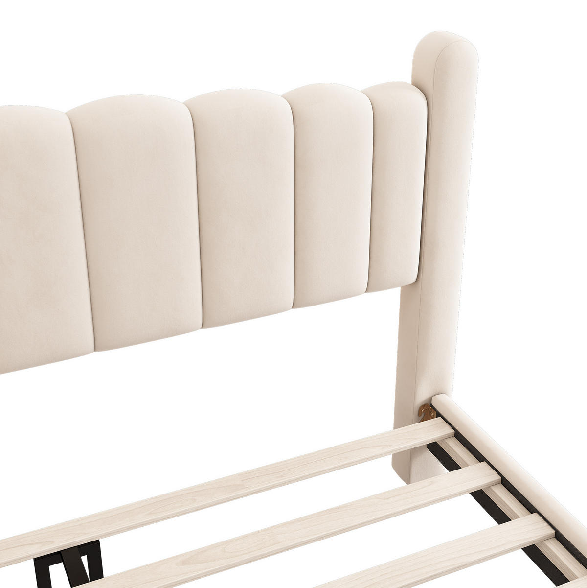 POLSTERBETT aus Samt 180x200 cm in Beige mit Lattenrost - Beige, Textil (180/200cm) - Modfu