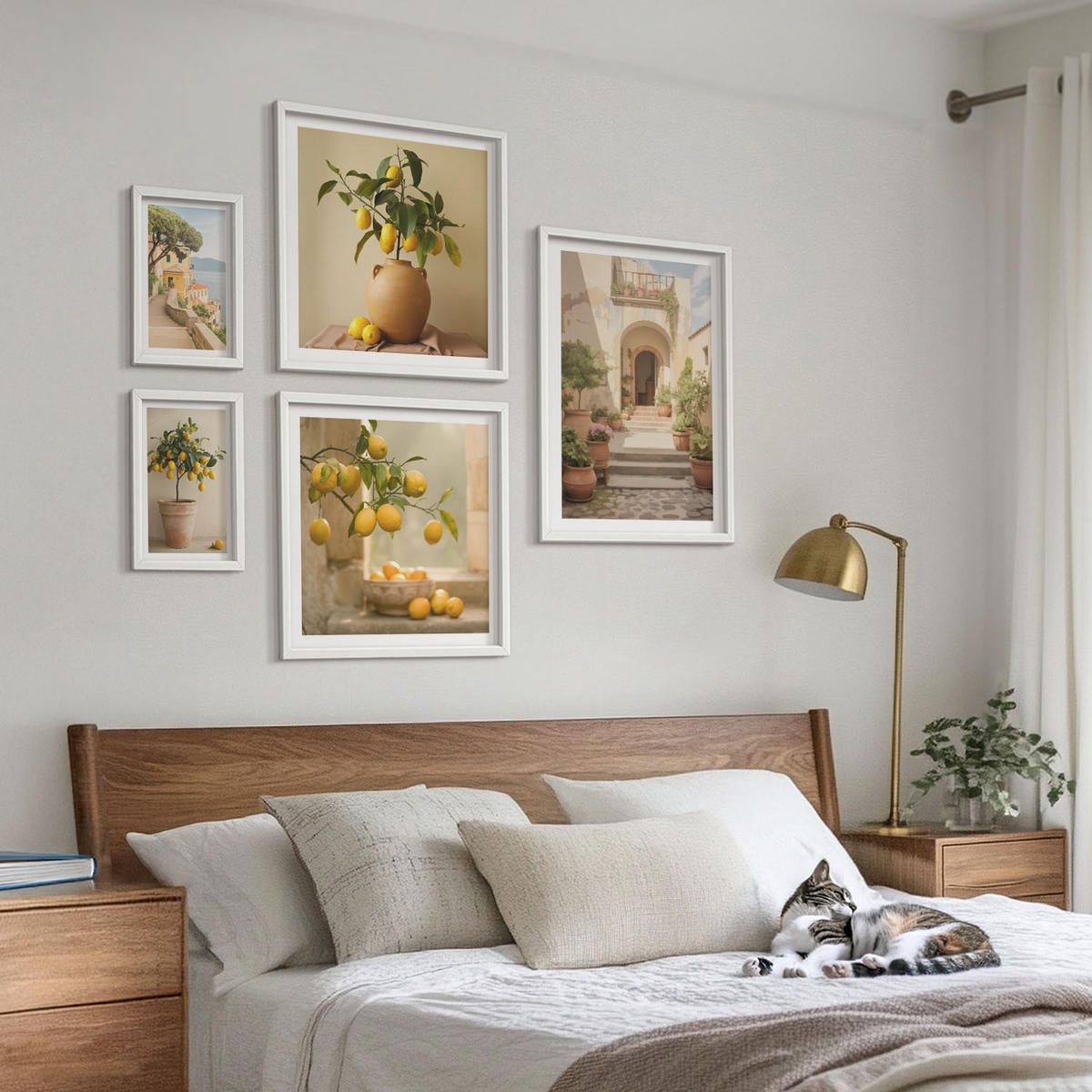 BILDER SET 5er Set - 50x50 cm & 20x30 cm & 40x60 cm Weißer Rahmen - Frische, farbenfrohe Zitrusfrüchte - Weiß, Kunststoff (40/60cm) - TULUP