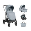 KOMBIKINDERWAGEN Chiara 3 in 1 grau Babyschale, Babywanne, faltbar, Tasche - Grau, Metall (95/58/108cm) - Kikka boo