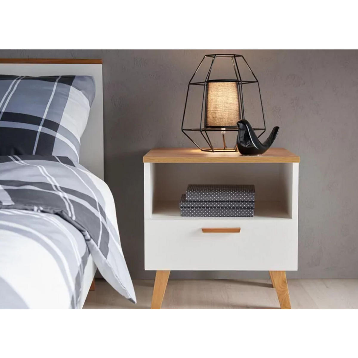 TISCHLAMPE MERLI 2-er Set, Schwarz - Schwarz, Textil/Metall (25/25/33cm) - KONSIMO®