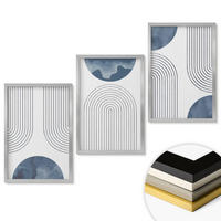 WANDBILDER 3er Set - 40x60 cm Silberner Rahmen - Abstrakte blaue Muster - Silberfarben, Kunststoff (40/60cm) - ArtPrintCave