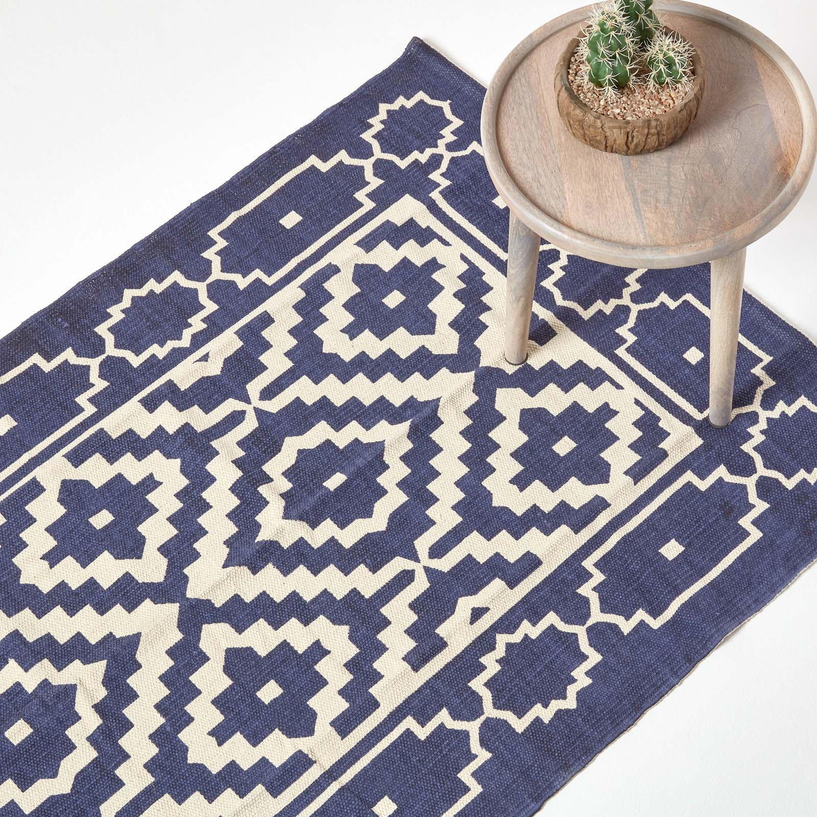 BAUMWOLLTEPPICH Halmstad geometrisch 160/230 cm - Blau, Textil (160/230cm) - Homescapes