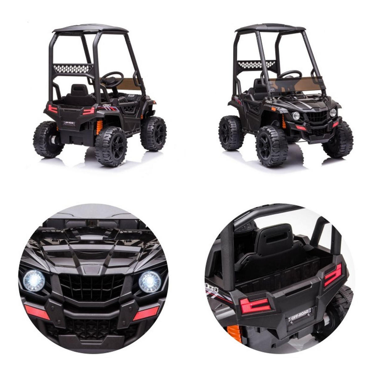 KINDERELEKTROFAHRZEUG Off Road schwarz Stoßdämpfer Radio Fernbedienung Gurt - Schwarz, Kunststoff (99/66/100cm) - Chipolino