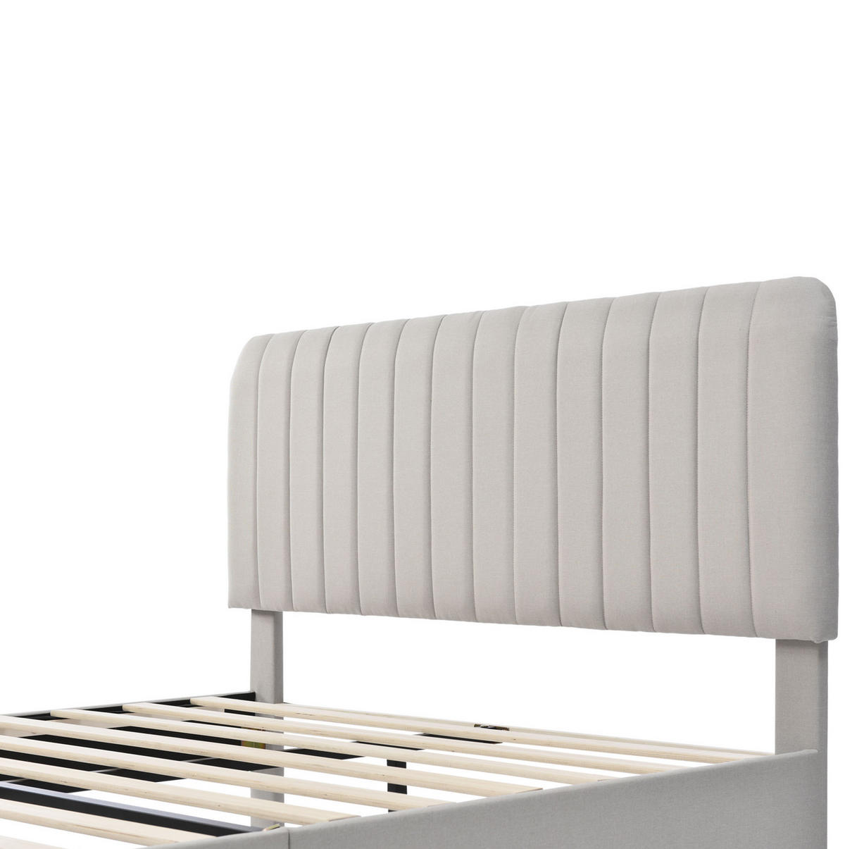 POLSTERBETT mit verstellbarem Kopfteil 140x200 cm Leinen Grau-Beige - Grau, Metall (140/200cm) - Meubliv