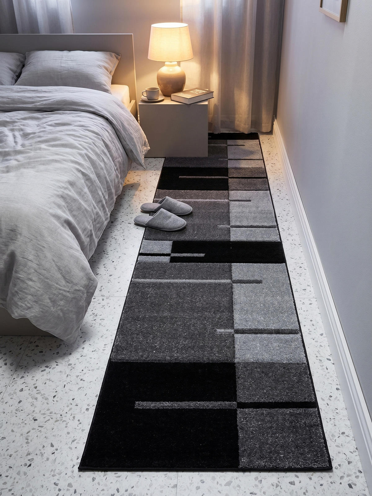 KURZFLORTEPPICH LATEMAR, kariert, Grau, 80 x 300 cm - Grau, Textil (80/300cm) - KADIMA DESIGN