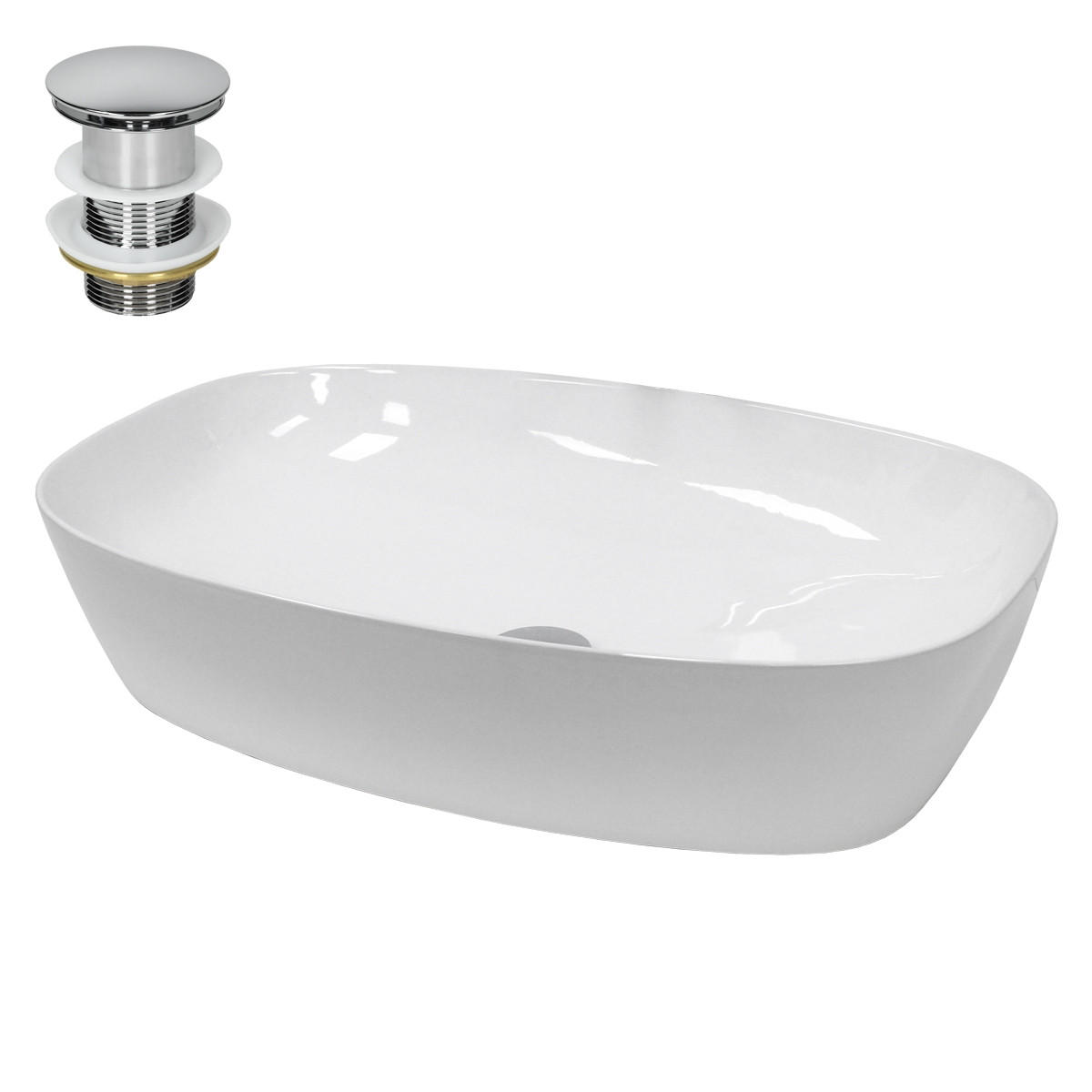 WASCHBECKEN - Weiß, Keramik (38/14/60.5cm) - LuxeBath