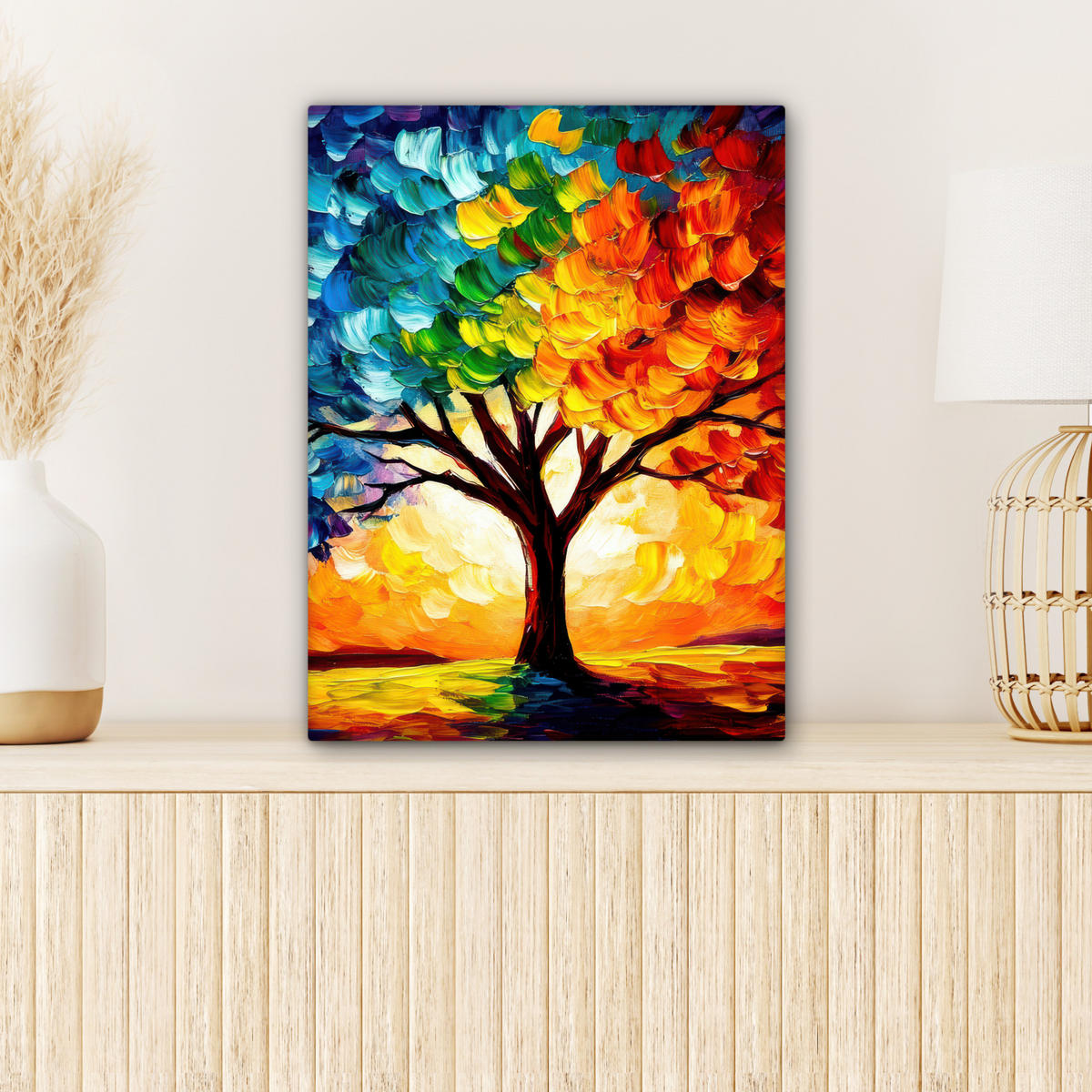 LEINWANDBILD - Baum - Kunst - Natur - Sonnenuntergang - 30x40 - Bilder - Multicolor, Textil (30/40cm) - MuchoWow