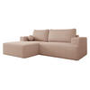 ECKSOFA Mivo Cord, Seite: Links - Schwarz/Rosa, Holz/Kunststoff (266/163cm) - MIRJAN24