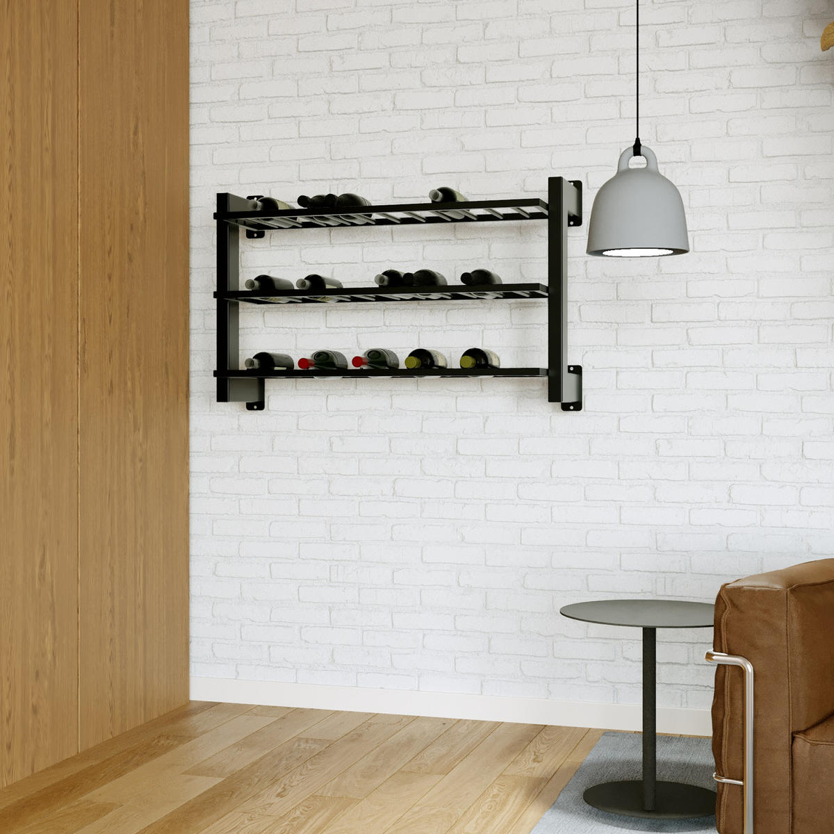 WEINREGAL Canary Metall,Schwarz, Für 36 Weinflaschen 60/100/30cm - Schwarz, Metall (30/60/100cm) - Metalo Pro