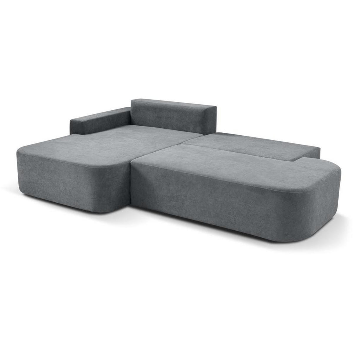 ECKSCHLAFSOFA Gavi grau velours links - Grau, Textil (269/171cm) - Beautysofa