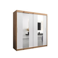 SCHWEBETÜRENSCHRANK 200/200/62 2-türig - Silberfarben/Weiß, Holz/Kunststoff (200/200/62cm) - Abiks Möbel
