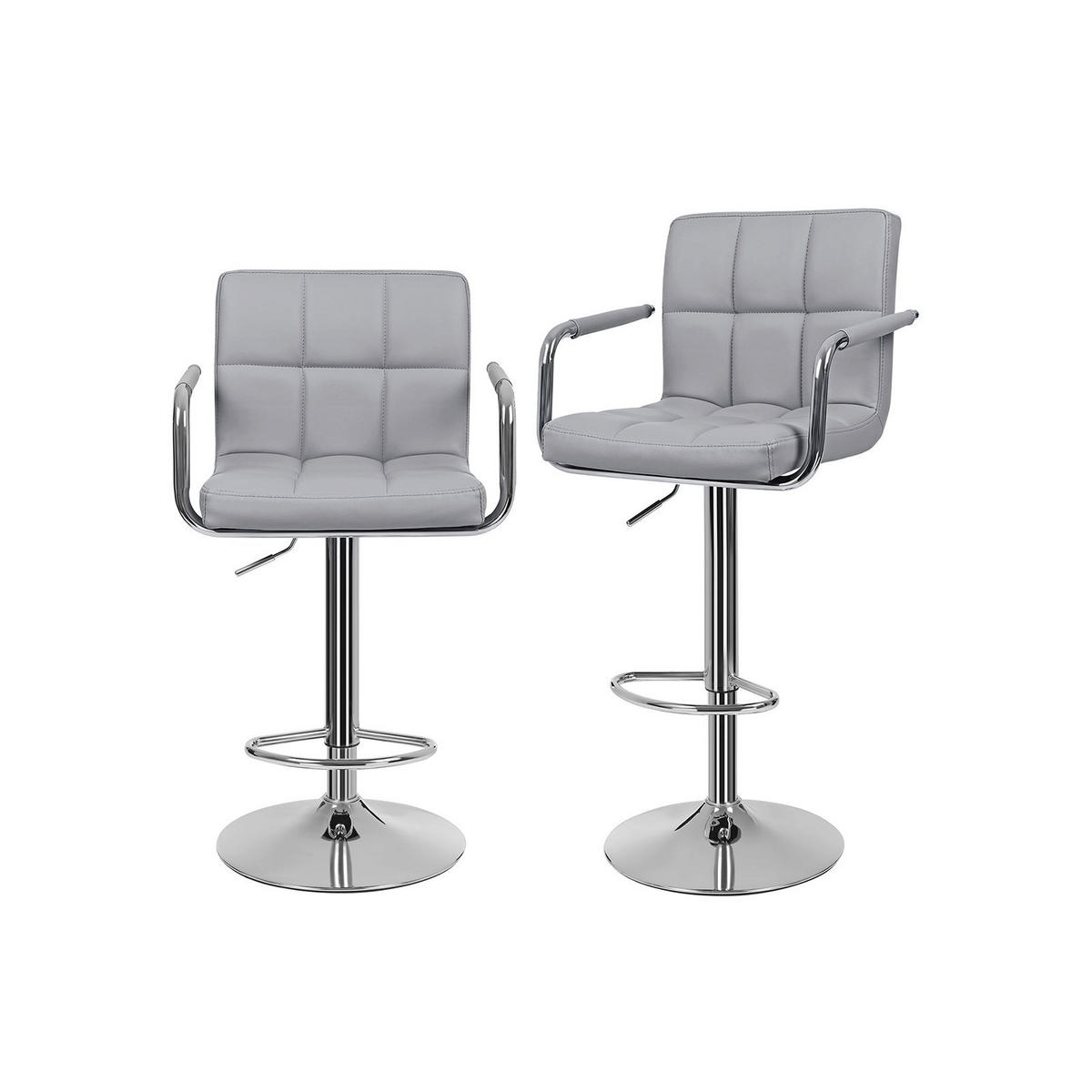 BARSTUHL LEDERIMITAT 2ER-SET - Grau, Textil (38/38/44.5cm) - Hansiro