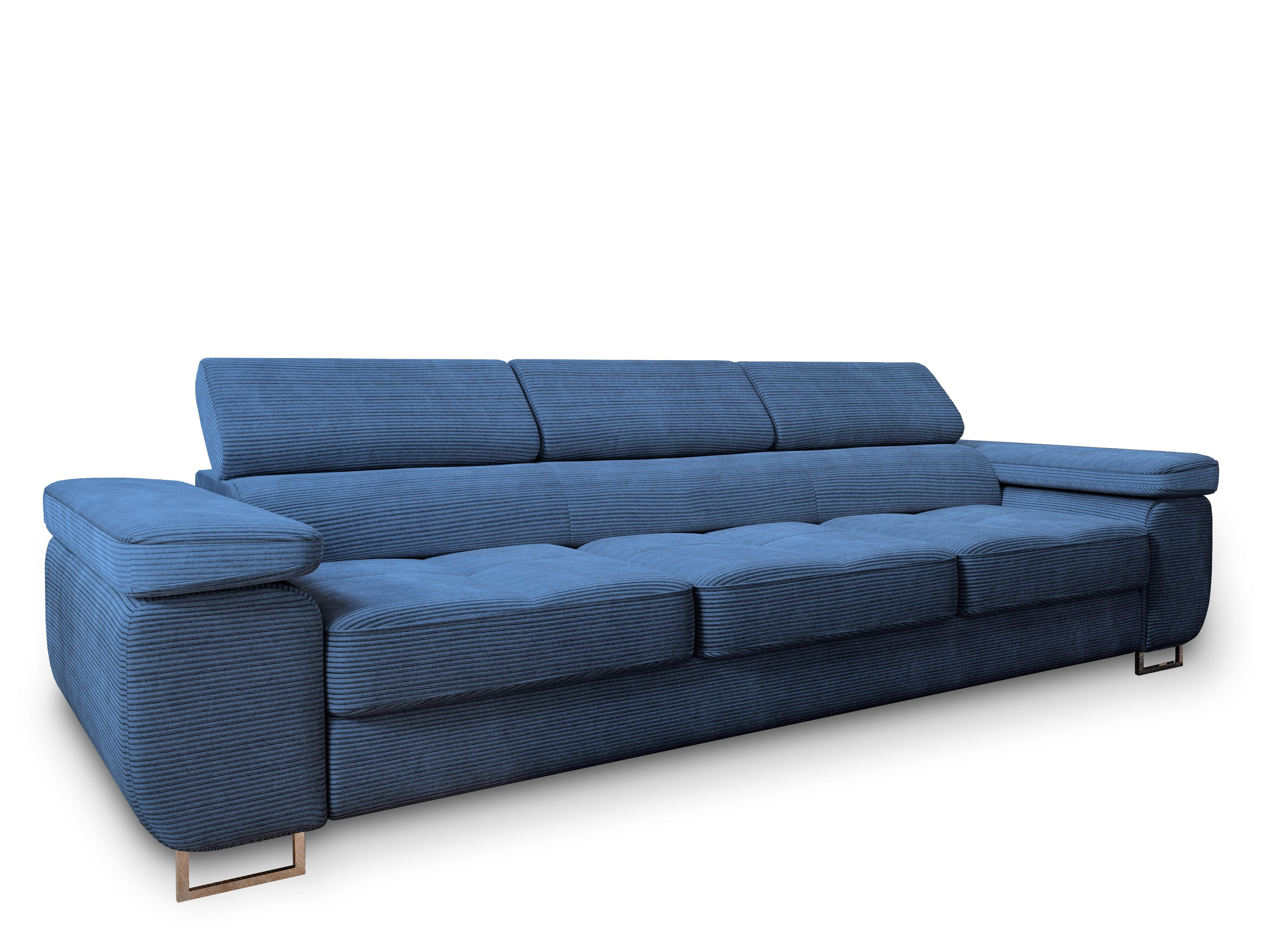 BETTSOFA MOSINE Blau Kordstoff mit Schlaffunktion - Blau, Textil (281/87/98cm) - MASSENO