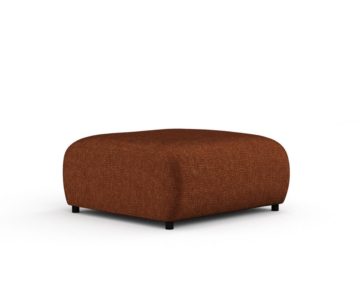 POUF S Zanzibar Dunkelorange Chenille - Dunkelorange/Schwarz, Holz/Holzwerkstoff (88/37/88cm) - Maison de Reve
