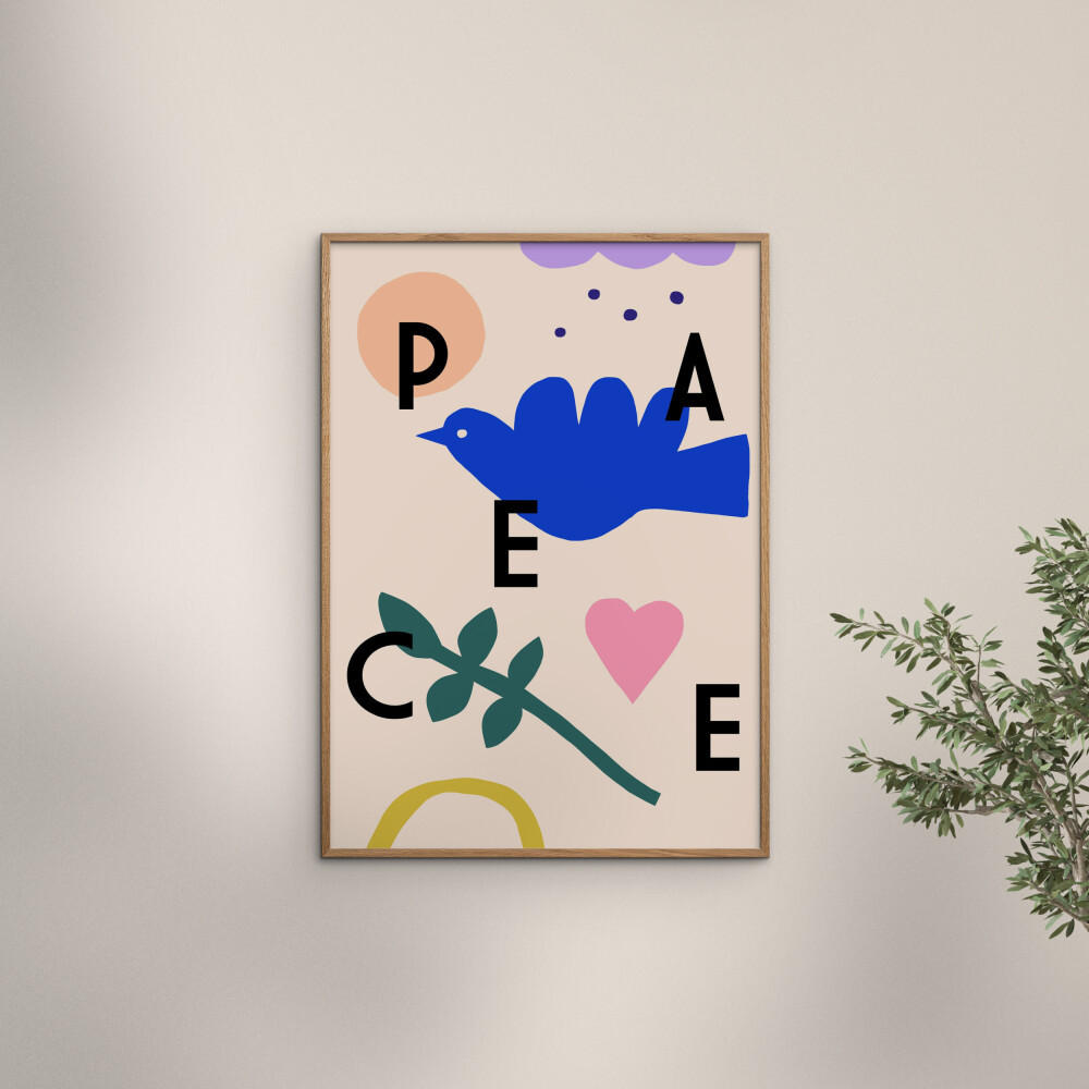 POSTER mit Rahmen Maren Gross - Peace - Eichefarben/Multicolor, Holz/Papier (30/40cm) - Poster&Frame
