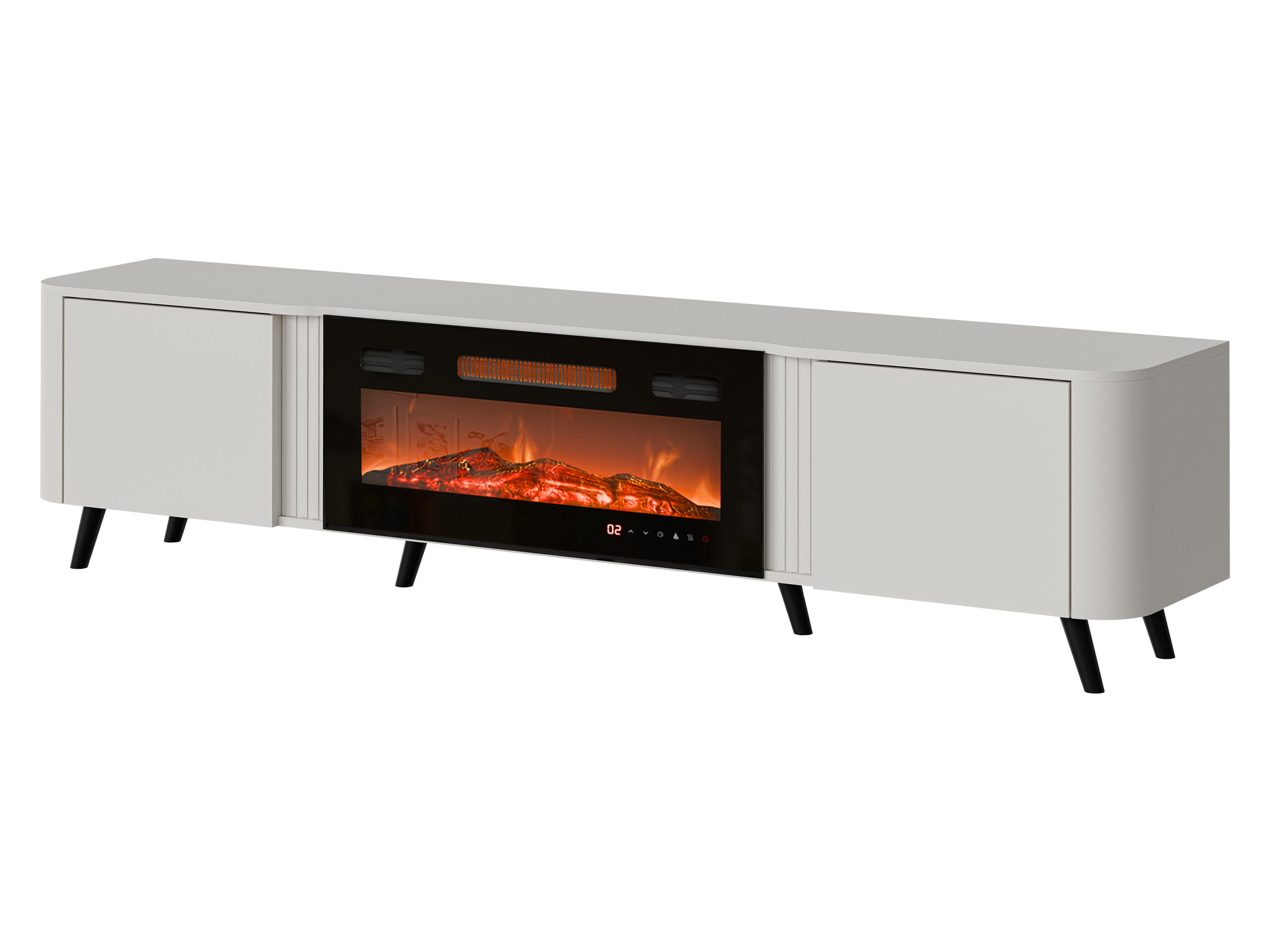 TV-LOWBOARD Volare 200 EF mit Kamin - Kaschmir/Schwarz, Holzwerkstoff/Kunststoff (200/49/39cm) - MIRJAN24