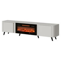 TV-LOWBOARD Volare 200 EF mit Kamin - Kaschmir/Schwarz, Holzwerkstoff/Kunststoff (200/49/39cm) - MIRJAN24