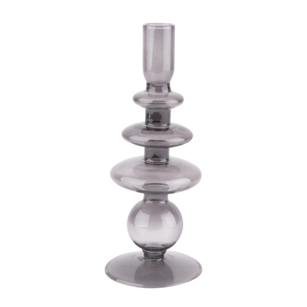 KERZENHALTER Glas Art Ø 8,5 cm - Grau, Glas (13/30/13cm)
