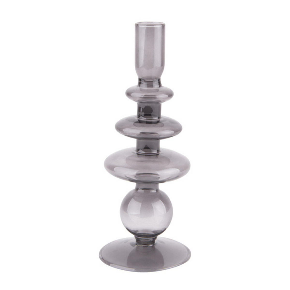 KERZENHALTER Glas Art Ø 8,5 cm - Grau, Glas (13/30/13cm)