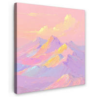 LEINWANDBILD Berggipfel - Wolken - Verträumt Deko Wohnzimmer 20x20 cm - Hellrosa, Textil (20/20cm) - MuchoWow