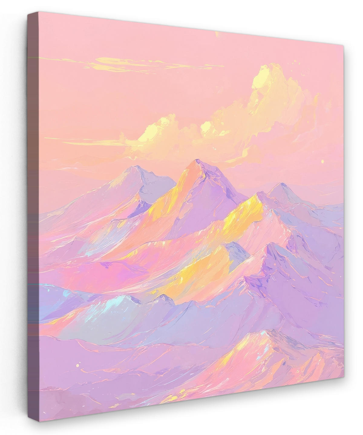 LEINWANDBILD Berggipfel - Wolken - Verträumt Deko Wohnzimmer 20x20 cm - Hellrosa, Textil (20/20cm) - MuchoWow