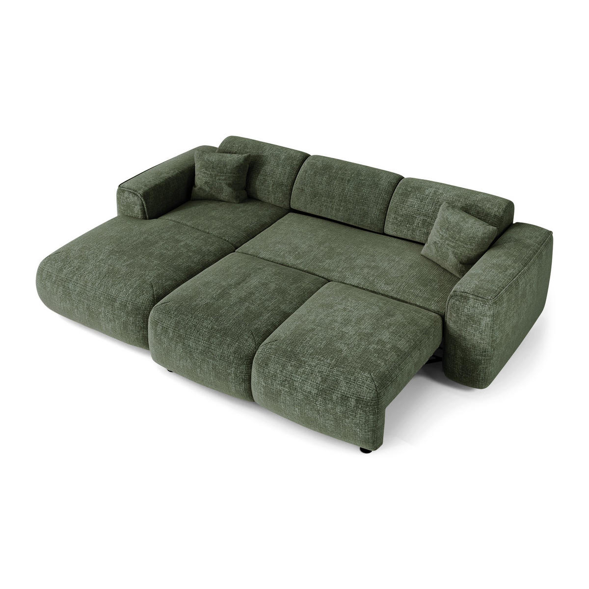 ECKSCHLAFSOFA Geprägter Samt Smaragdgrün 283cm - Smaragdgrün, Textil (283/180cm) - Sia Home